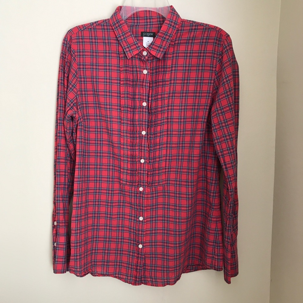 J Crew Tuxedo Plaid Tunic Shirt | M